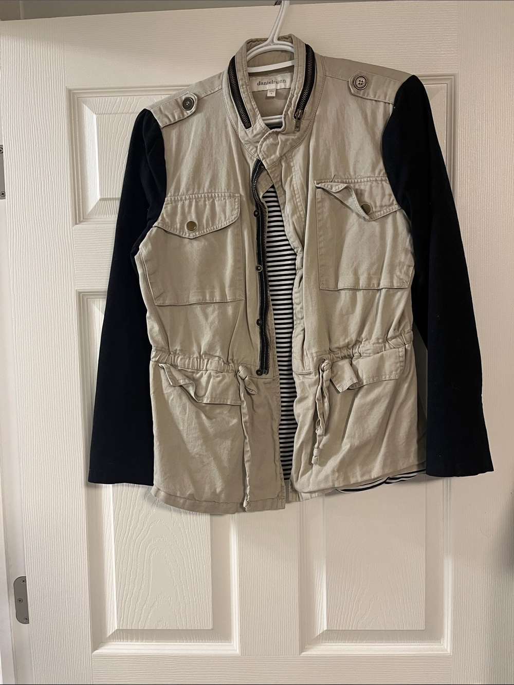 Daniel Rainn Two-Tone Utility Jacket in Beige and Black